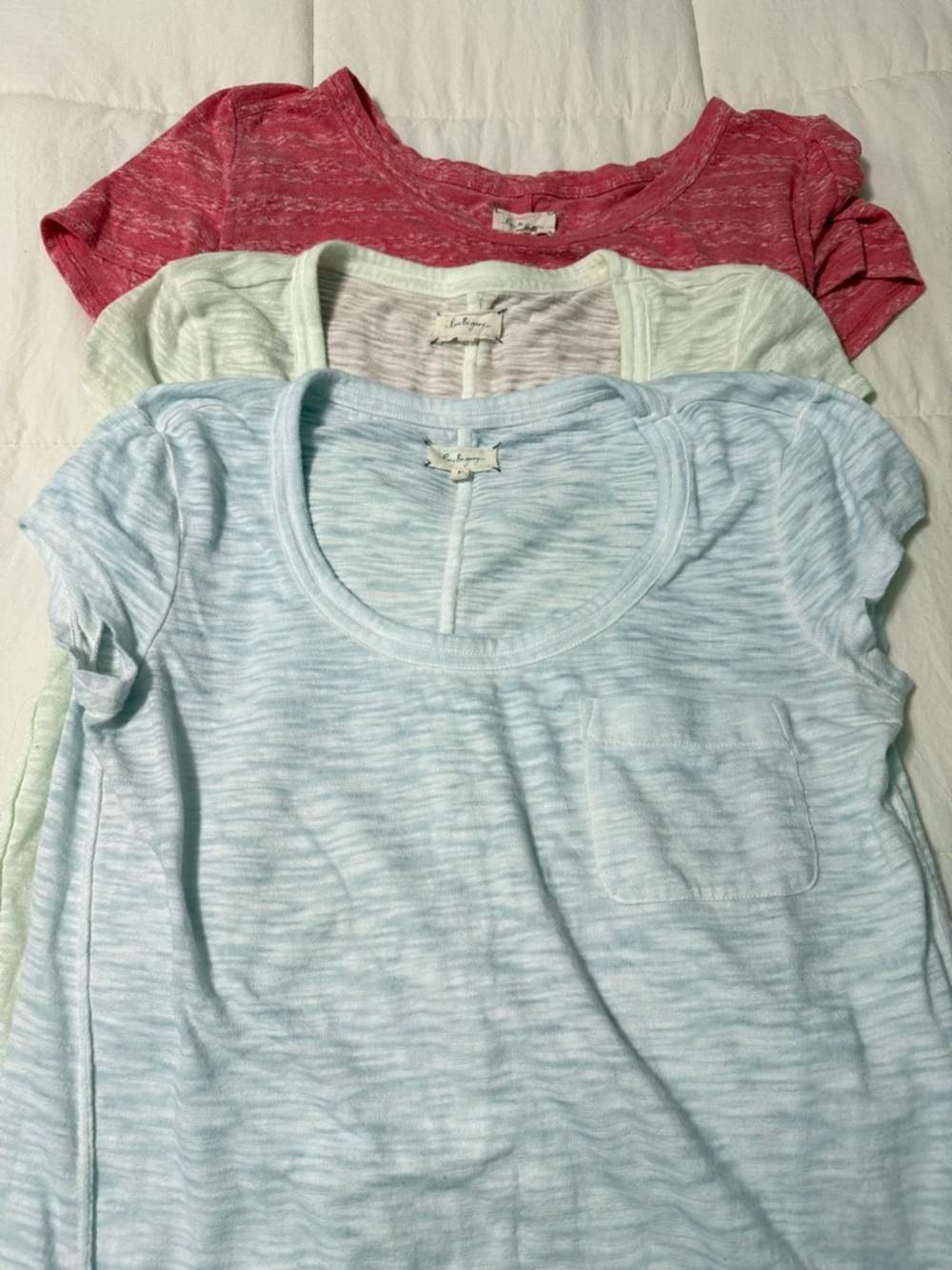 Lou & Grey Women's light weight Short Sleeve Tees - Light Blue, Mint, Red